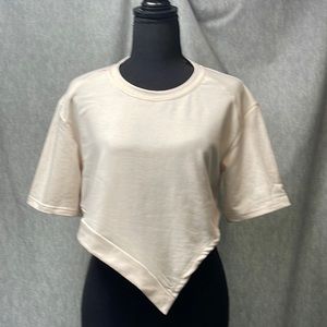 Dazy V Front Short Sleeve Cropped Fleece